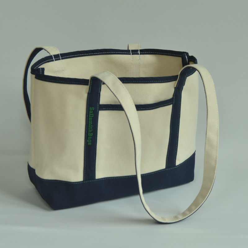 The Bosun's Locker Bag, navy with green thread - Sailsmith Bags, LLC